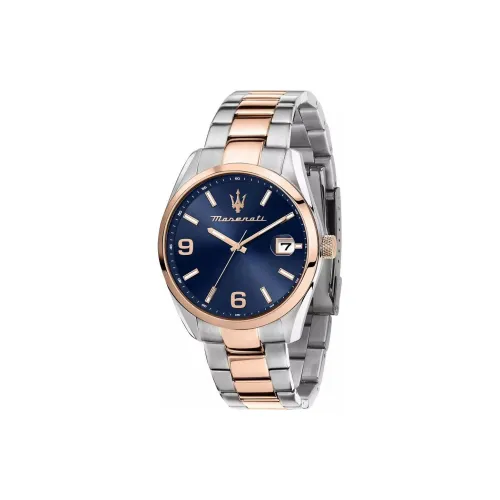 Maserati Мужские часы Кварцевый механизм Ремешок из нержавеющей стали 43 мм Синий циферблат