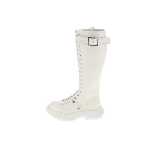 Alexander McQueen Tread Женские белые серебряные высокие сапоги на каблуке