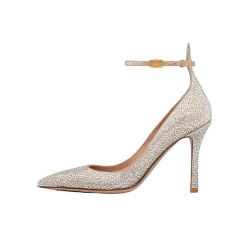 Valentino Коричневый Go Garavani Узкий каблук Высокие каблуки 10 см Женские Crystal Rose