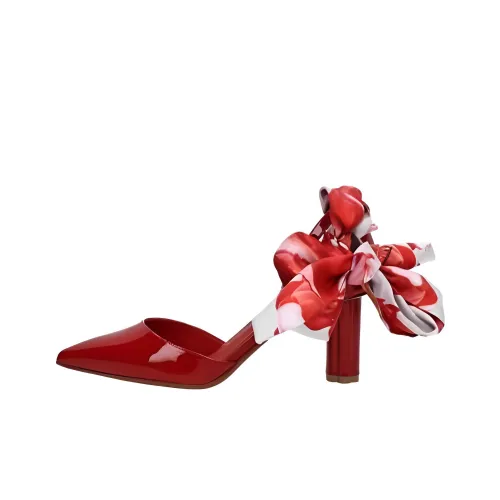 Ferragamo Грубый каблук Высокие каблуки Женские Красный