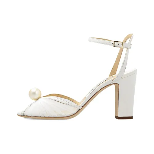 Jimmy Choo Грубый каблук One ремешок Сандалии 10 см Женские Белые