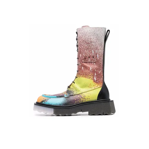 Off Белый Губка Колено Высокие сапоги Женские Многоцветный