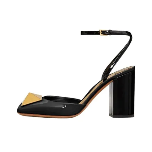 Valentino One Stud Грубый каблук Высокие каблуки Женские Черный