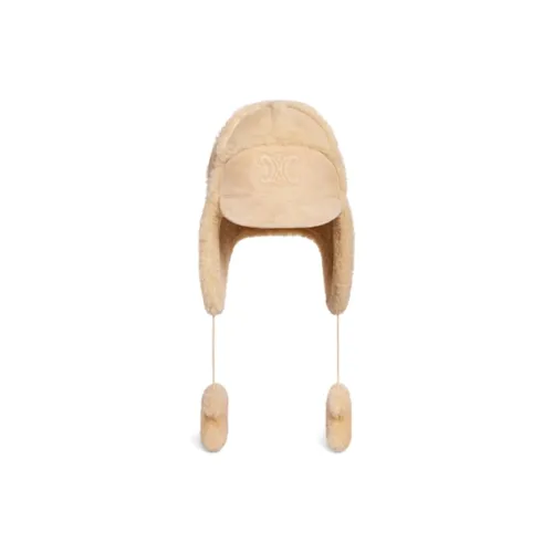 CELINE Shearling Шапки и Кепки Женские Бежевые