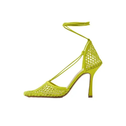 Bottega Veneta Эластичные Узкие каблуки Стильные Сандалии Женские Светло-зеленые