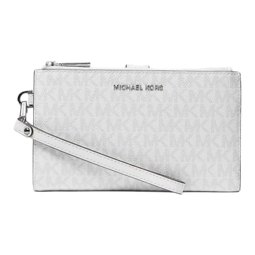 MICHAEL KORS Jet Set Travel Покрытый холст Клатч Кошелек Большой Унисекс Ярко-белый