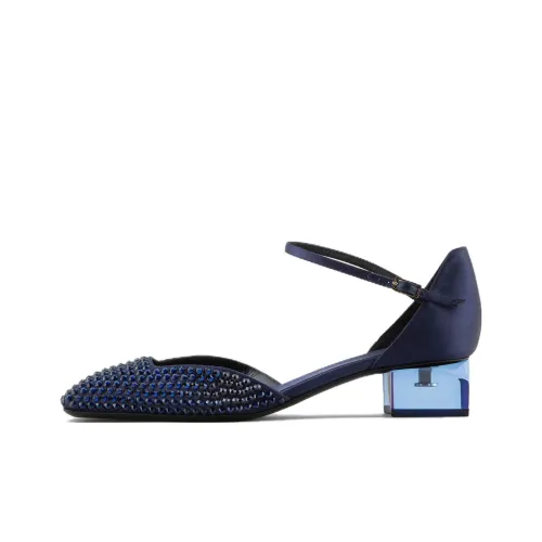 EMPORIO ARMANI Пряжка Мода Квадратный каблук Высокие каблуки 3,5 см Женский Синий