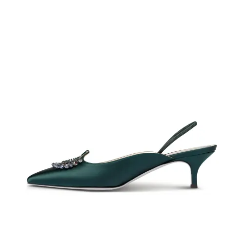 RENE CAOVILLA Узкий каблук Домашние тапочки Женские Зеленый