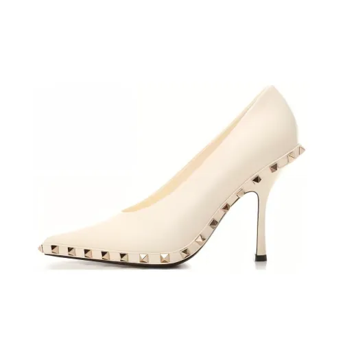Valentino Rockstud Высокие каблуки Бежевый Женские