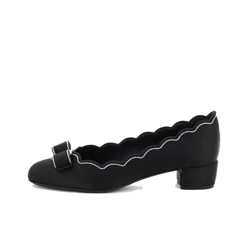 Ferragamo Грубый каблук Высокие каблуки Женские Черный