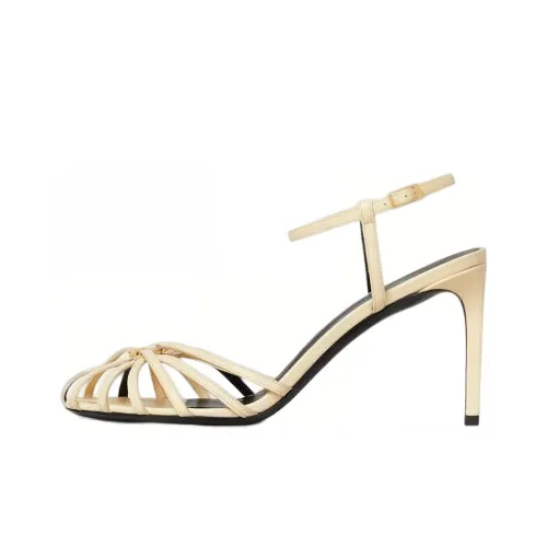 CELINE Triomphe Стильные Сандалии 8,5 см Женские Бежево-желтые