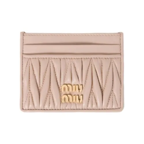 MIU MIU Matelassé Кожаный держатель для карт Женский Нюдово-розовый