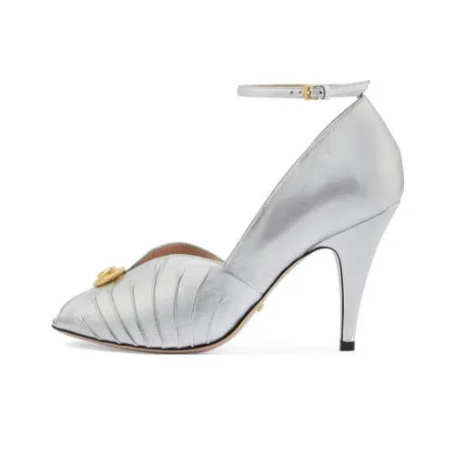 GUCCI Узкий каблук Высокие каблуки Женские Серебряные
