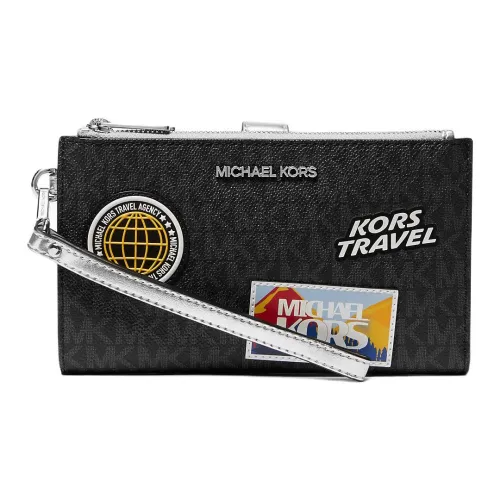 MICHAEL KORS Jet Set Travel Покрытый холст Кошелек Клатч Большой Мужской Черный