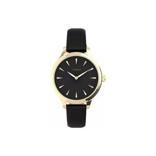 TIMEX Наручные часы Кварцевый механизм Кожаный ремешок 36 мм Черный циферблат Женские часы