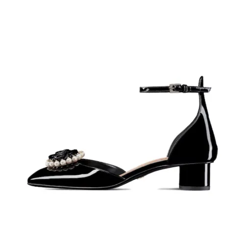 DIOR Розовый Грубый Каблук Высокие Каблуки Женские Черный