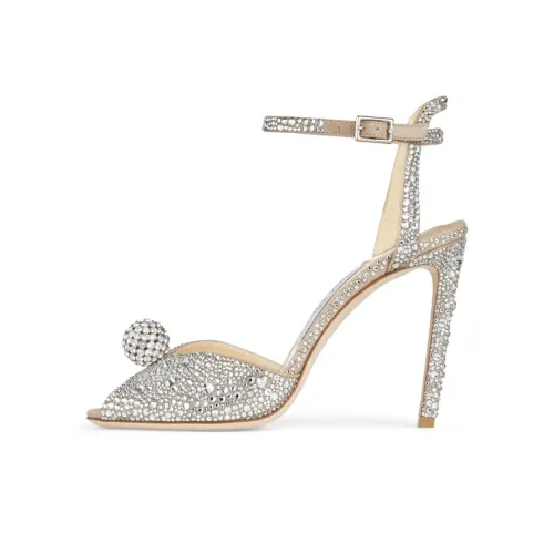 Jimmy Choo Sacora 100 Узкий каблук Один Ремень Сандалии Женские Серебряные