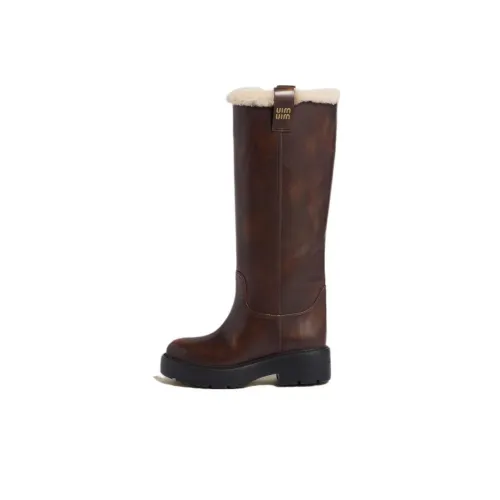 MIU MIU Высокие сапоги до колена Коричневые Женские