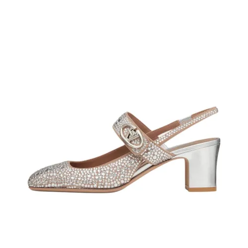 Valentino Vlogo Garavani Грубый каблук Высокие каблуки 6 см Женские Серебристый