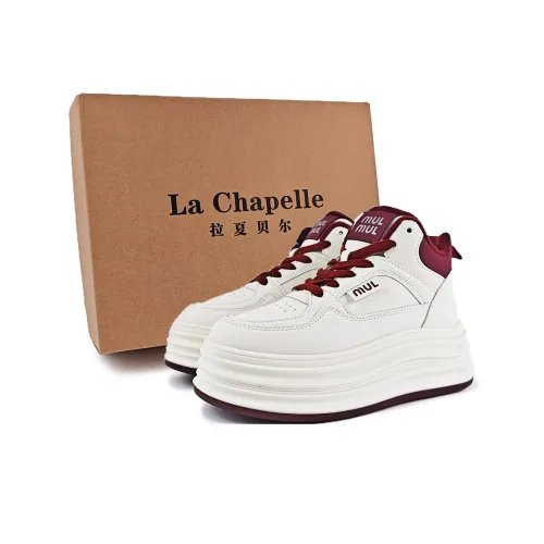 La Chapelle Скейтборд Кроссовки Высокие Бежево-Красные с Флисовой Подкладкой Женские
