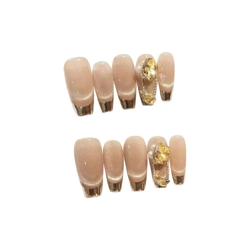 LIANJING [Dreamlike Past] Интернет Знаменитый Кошачий глаз Позолоченный Французский Nail Art Фальшивая Ножная Косметика Ручной работы Патч 25 мм Средний LADDER