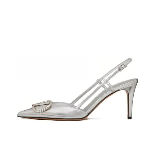 Valentino VLogo Signature Высокие каблуки Серебристые Женские