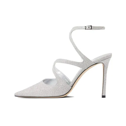 Jimmy Choo Azia Низкий каблук Высокие каблуки 9,5 см Женские Серебристый