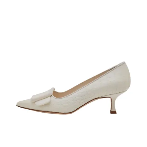 MANOLO BLAHNIK Maysalepump Узкий каблук Высокие каблуки 5 см Женские Кремово-белый