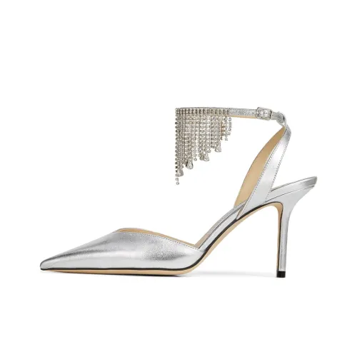 Jimmy Choo Birtie Узкий каблук Высокие каблуки 8,5 см Женские Серебряные