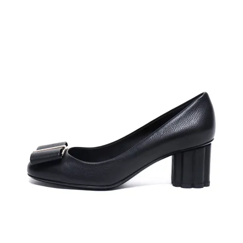 FERRAGAMO Capua 55 Коллекция Грубый каблук Высокие каблуки 5,5 см Женские Черный