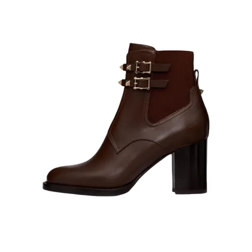 Valentino Rockstud Ботильоны 7 см Женские Коричневый