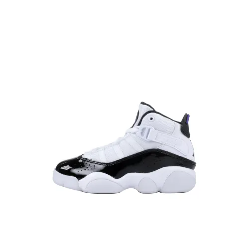 Jordan Air Jordan 6 Кольца Anti KICK Амортизация Высокие Детские Баскетбольные Кроссовки Белые Для Детей Возрастом 3-7 Лет