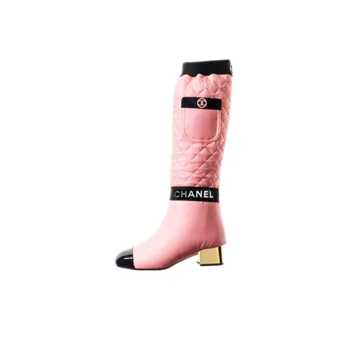 CHANEL Женские сапоги до колена розовые