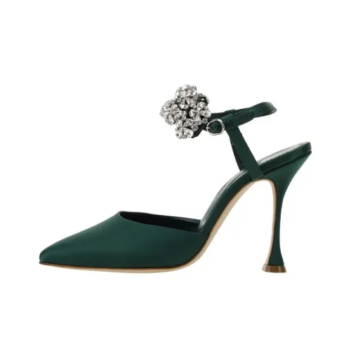 MANOLO BLAHNIK Узкий каблук Высокие каблуки 10,5 см Женские Темно-зеленый