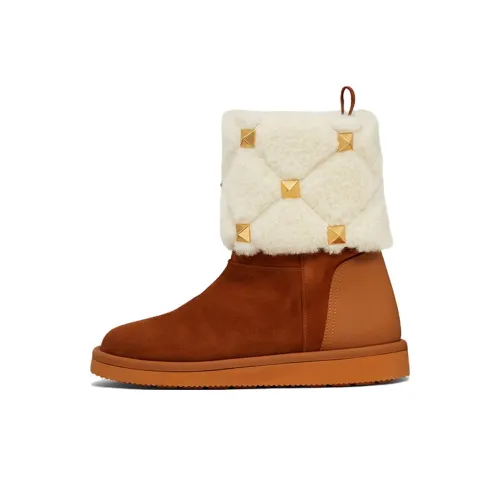 Valentino Roman Stud Quilted Leather и Wool Women's Tan