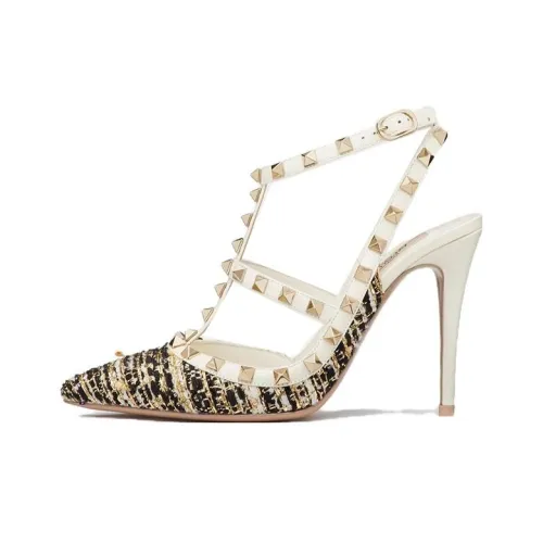 Valentino Rockstud Высокие каблуки Бежево-черные Женские
