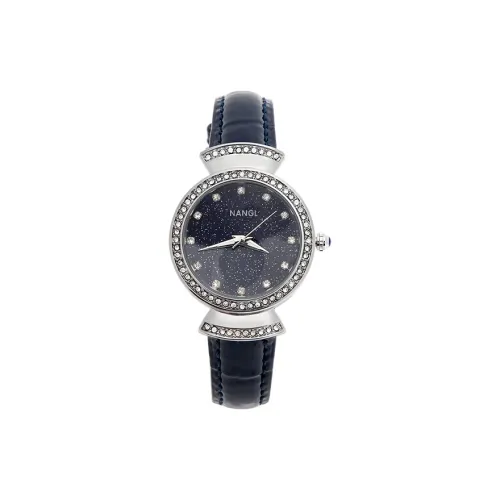 NANGL Кварцевый механизм кожаный ремешок женские часы синий циферблат