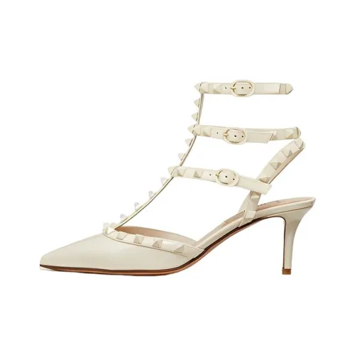 Valentino Rockstud Узкий каблук Высокие каблуки 6,5 см Женские Белые