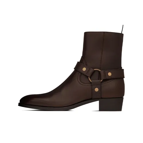 SAINT LAURENT Wyatt Ботильоны Мужской Темный шоколад