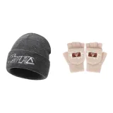 Серый кепка + хаки перчатки