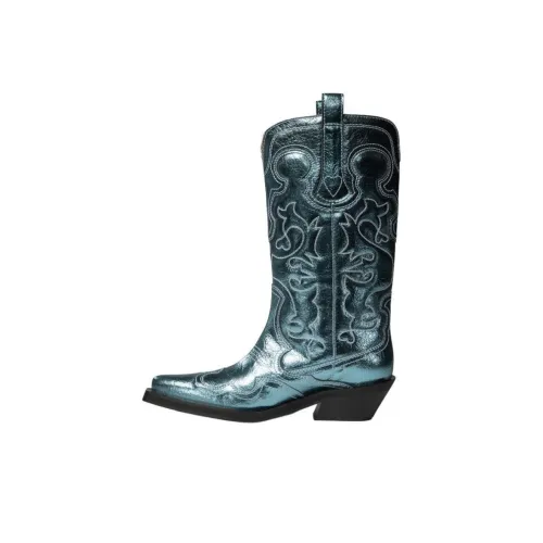 GANNI Колено Высокие сапоги 5 см Женские Синий