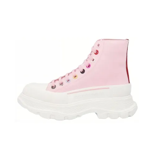 Alexander McQueen Tread Slick Короткий Martin Boot Женские Розовый Белый