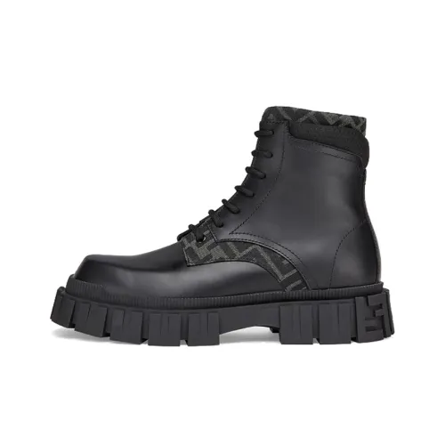 FENDI Force Короткий Мартин Ботин Мужской Черный