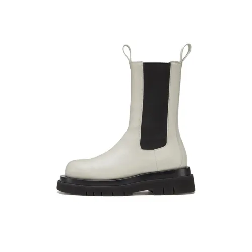 Bottega Veneta Lug Chelsea Короткий Челси Женские Белый Черный