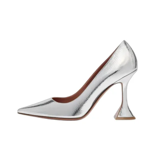 AMINA MUADDI AMI Боковая бутылка Высокие каблуки 9,5 см Женские Серебристый
