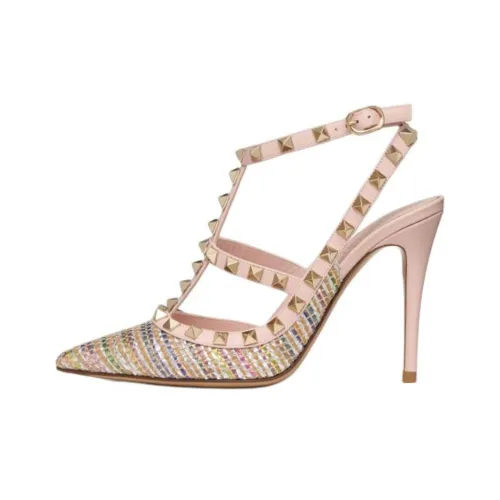 Valentino Rockstud Узкий каблук Высокие каблуки Женские Розовый