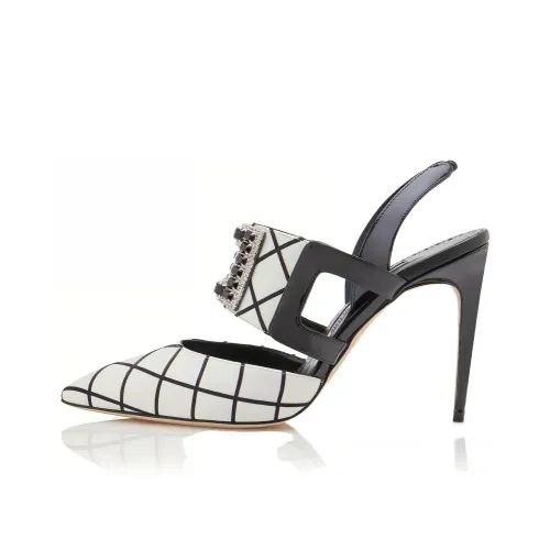 MANOLO BLAHNIK Bimi Узкий каблук Высокие каблуки 10,5 см Женские Черный Белый