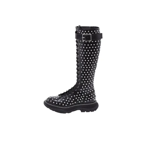 Alexander McQueen Tread Slick Женские высокие сапоги до колена черные