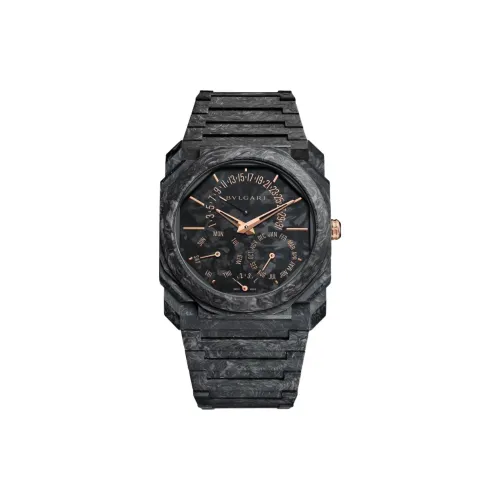 BVLGARI Octo Finissimo Часы Циферблат Из Карбона, Стрелки И Часовые Метки С Покрытием Золотистого Цвет