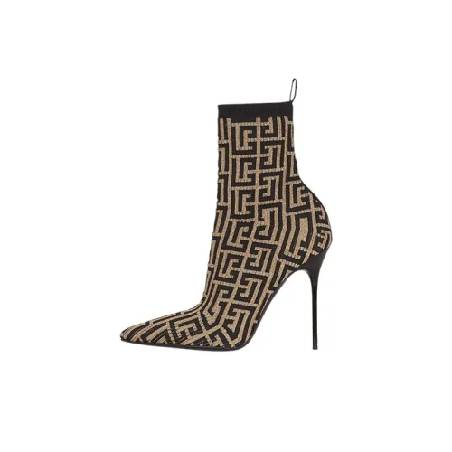 BALMAIN Skye Высокие ботильоны на каблуке Женские Золото-черный